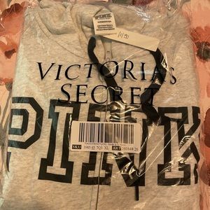 Pink zip up hoodie in gray